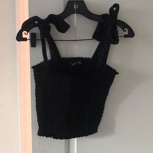 Boohoo Shirred Tie Sleeve Crop Top NWT